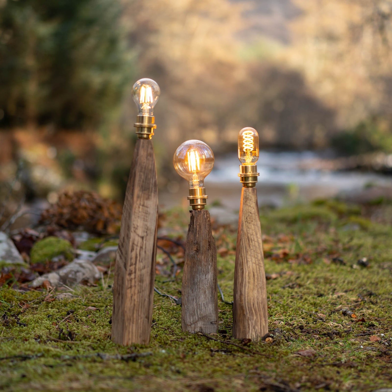 Rustic Larch Wood Table Lamps
