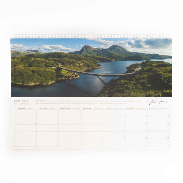 Applecross Gallery - The Photographed By Jack Marris 2026 Scottish Landscape Calendar. June features the Kylesku Bridge, Assynt. 