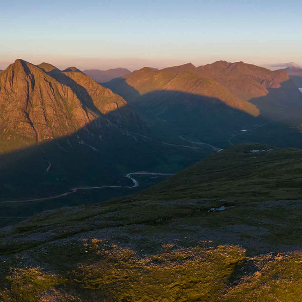 Applecross Gallery - Photography By Jack Marris Greeting Card Greeting Card, Buachaille Etive Mor and Glen Coe from Beinn a' Chrulaist, Photographed By Jack Marris Greeting Card, Buachaille Etive Mor and Glen Coe from Beinn a' Chrulaist, Photographed By Jack Marris