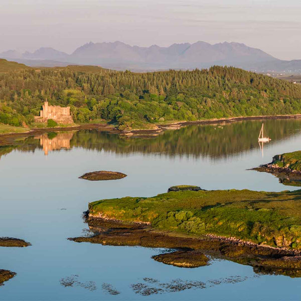 Applecross Gallery - Photography By Jack Marris Greeting Card Greeting Card, Dunvegan Castle and the Cuillin Hills, Photographed By Jack Marris Greeting Card, Dunvegan Castle and the Cuillin Hills, Photographed By Jack Marris