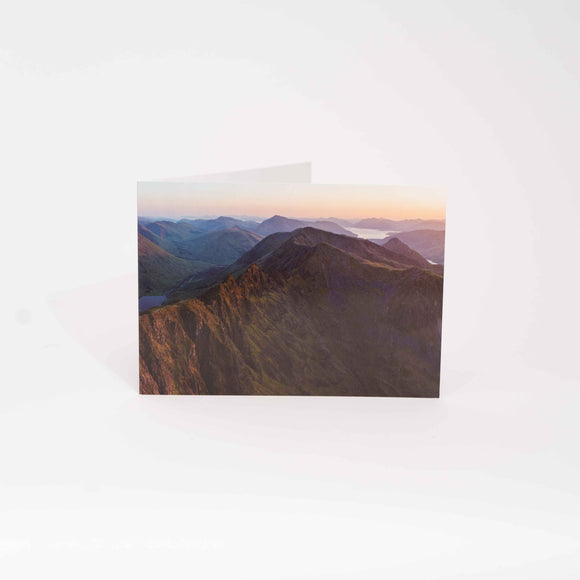 Applecross Gallery - Photography By Jack Marris Greeting Card Greeting Card, Sunset on the Aonach Eagach, Photographed By Jack Marris Greeting Card, Sunset on the Aonach Eagach, Photographed By Jack Marris