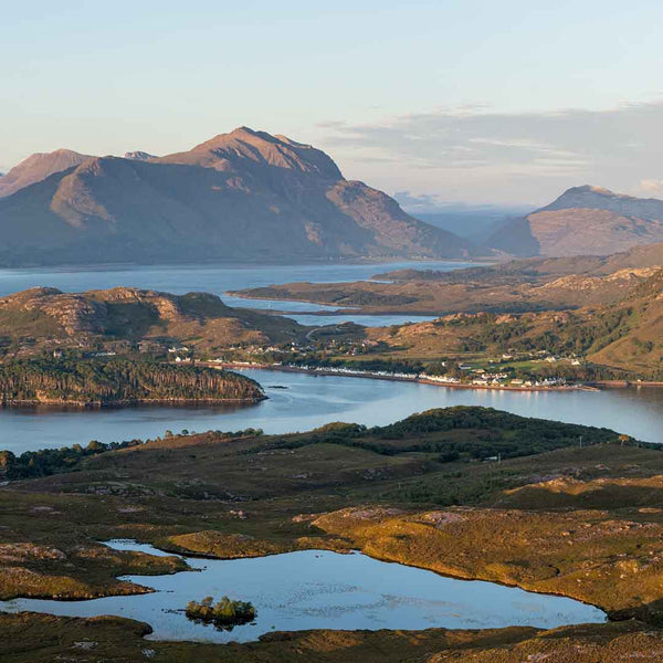 Applecross Gallery - Photography By Jack Marris Greeting Card Greeting Card, Sunset over Shieldaig and the Torridon hills, Photographed By Jack Marris Greeting Card, Sunset over Shieldaig and the Torridon hills, Photographed By Jack Marris