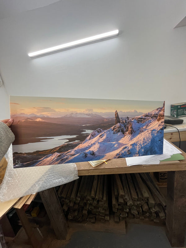 Applecross Gallery - Photography By Jack Marris Outlet Old Man of Storr on Boxing Day Photographed by Jack Marris Canvas 40x16 inches Outlet Old Man of Storr on Boxing Day Photographed by Jack Marris Canvas 40x16 inches