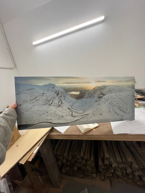 Applecross Gallery - Photography By Jack Marris Outlet The Bealach na Ba in Winter Photographed by Jack Marris Canvas 40x16 inches Outlet The Bealach na Ba in Winter Photographed by Jack Marris Canvas 40x16 inches
