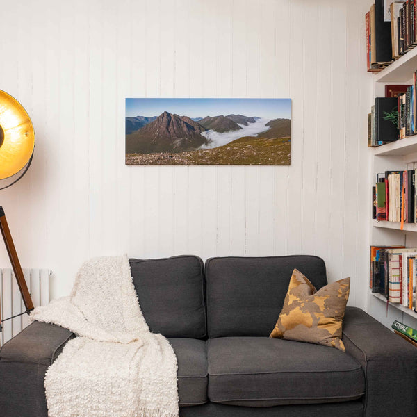 Applecross Photographic Gallery Image Medium Canvas 40"x16" Buachaille Etive Mor and inversion over Glen Coe from Beinn a' Chrulaist Buachaille Etive Mor and inversion over Glen Coe from Beinn a' Chrulaist