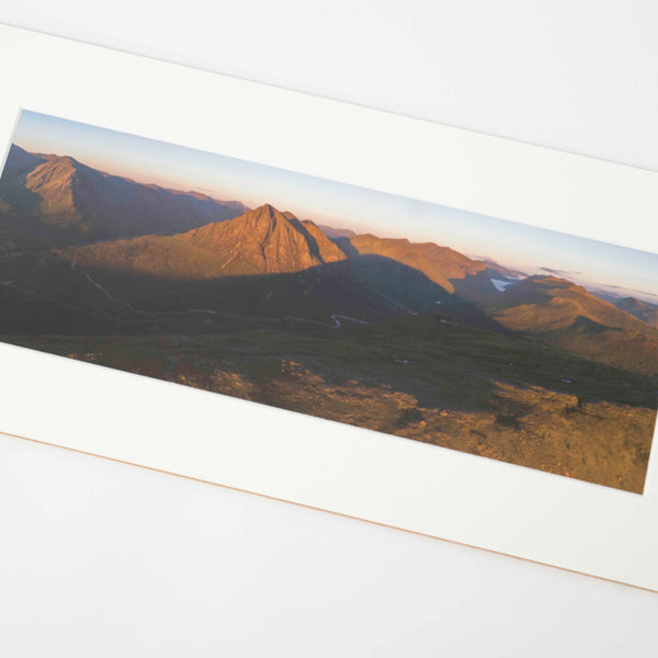 Applecross Photographic Gallery Image Mounted Print Mounted Print, Buachaille Etive Mor and Glen Coe from Beinn a' Chrulaist, Photographed By Jack Marris Mounted Print, Buachaille Etive Mor and Glen Coe from Beinn a' Chrulaist, Photographed By Jack Marris