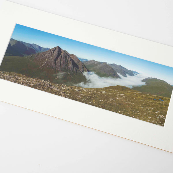 Applecross Photographic Gallery Image Mounted Print Mounted Print, Buachaille Etive Mor and inversion over Glen Coe from Beinn a' Chrulaist, Photographed By Jack Marris Mounted Print, Buachaille Etive Mor and inversion over Glen Coe from Beinn a' Chrulaist, Photographed By Jack Marris