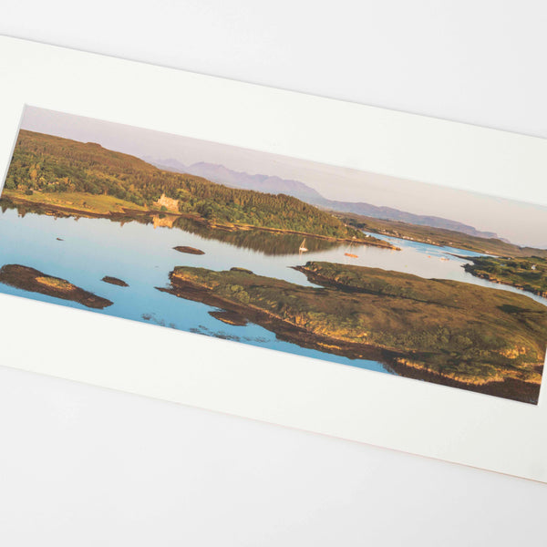 Applecross Photographic Gallery Image Mounted Print Mounted Print, Dunvegan Castle and the Cuillin Hills, Photographed By Jack Marris Mounted Print, Dunvegan Castle and the Cuillin Hills, Photographed By Jack Marris