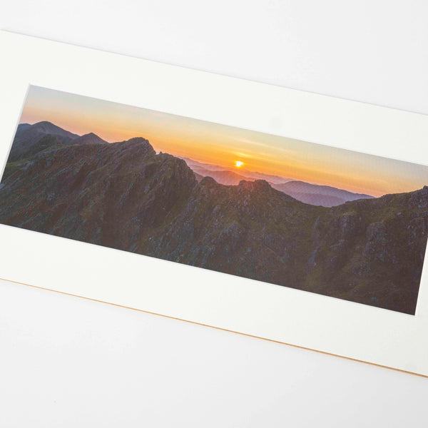 Applecross Photographic Gallery Image Mounted Print Mounted Print, Silhouette of the Aonach Eagach and Glen Coe, Photographed By Jack Marris Mounted Print, Silhouette of the Aonach Eagach and Glen Coe, Photographed By Jack Marris