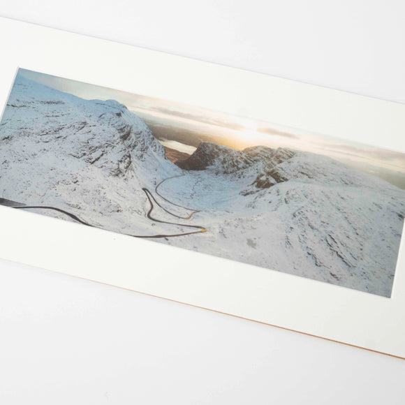 Applecross Photographic Gallery Image Mounted Print Mounted Print, The Bealach na Ba in Winter, Photographed By Jack Marris Mounted Print, The Bealach na Ba in Winter, Photographed By Jack Marris