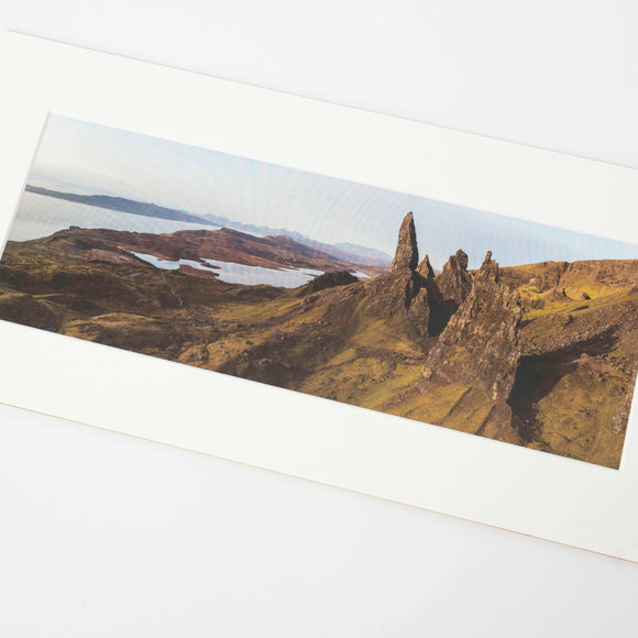 Applecross Photographic Gallery Image Mounted Print Mounted Print, The Old Man of Storr and the Cuillin Hills, Photographed By Jack Marris Mounted Print, The Old Man of Storr and the Cuillin Hills, Photographed By Jack Marris