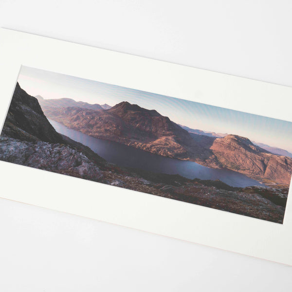 Applecross Photographic Gallery Image Mounted Print Sunset over Loch Maree and Siloch, Photographed By Jack Marris Sunset over Loch Maree and Siloch, Photographed By Jack Marris