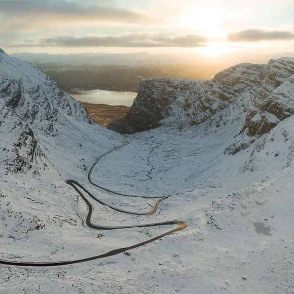 Applecross Photographic Gallery Image Mounted Print The Bealach na Ba in Winter, Photographed By Jack Marris The Bealach na Ba in Winter, Photographed By Jack Marris