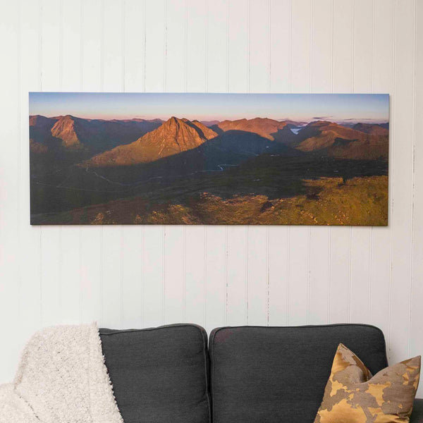 Applecross Photographic Gallery Image XL Canvas 80"x36" Buachaille Etive Mor and Glen Coe from Beinn a' Chrulaist Buachaille Etive Mor and Glen Coe from Beinn a' Chrulaist